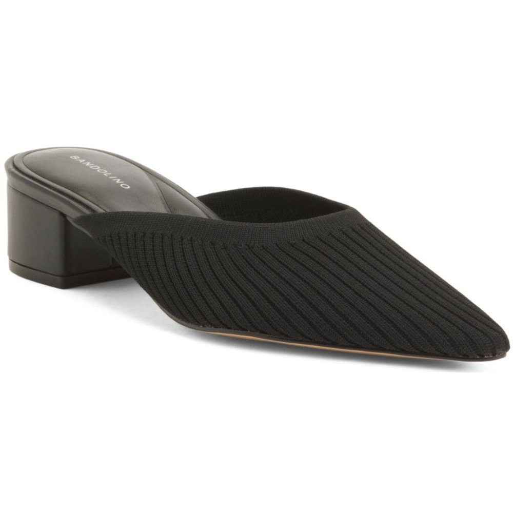 BANDOLINO Teddy Knit Slip On Mules Black‎